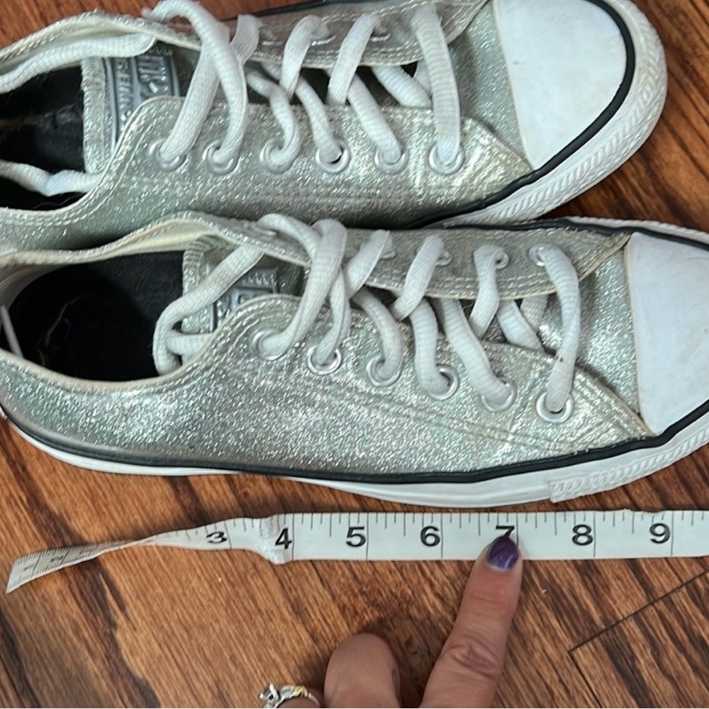 Converse Silver Metallic Low-Top Sneakers - Women's - Picture 8 of 9